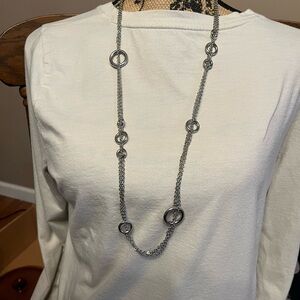 Vintage Lia Sophia Silver Tone Necklace Signed